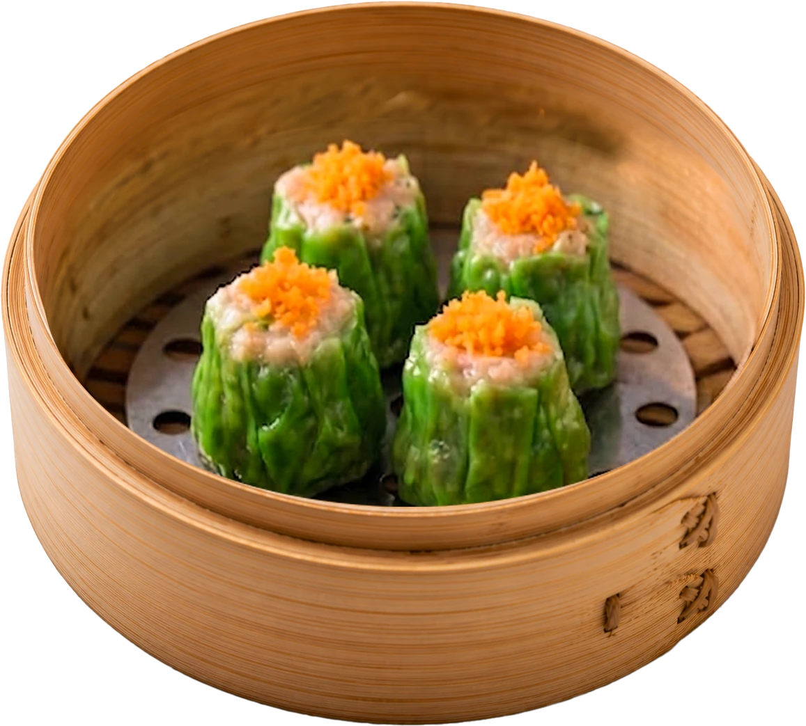 A bamboo basket of Chicken Siew Mai at JOY Dim Sum Kuala Lumpur