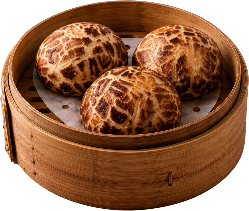 A bamboo basket of Red Bean Pau at JOY Dim Sum Kuala Lumpur