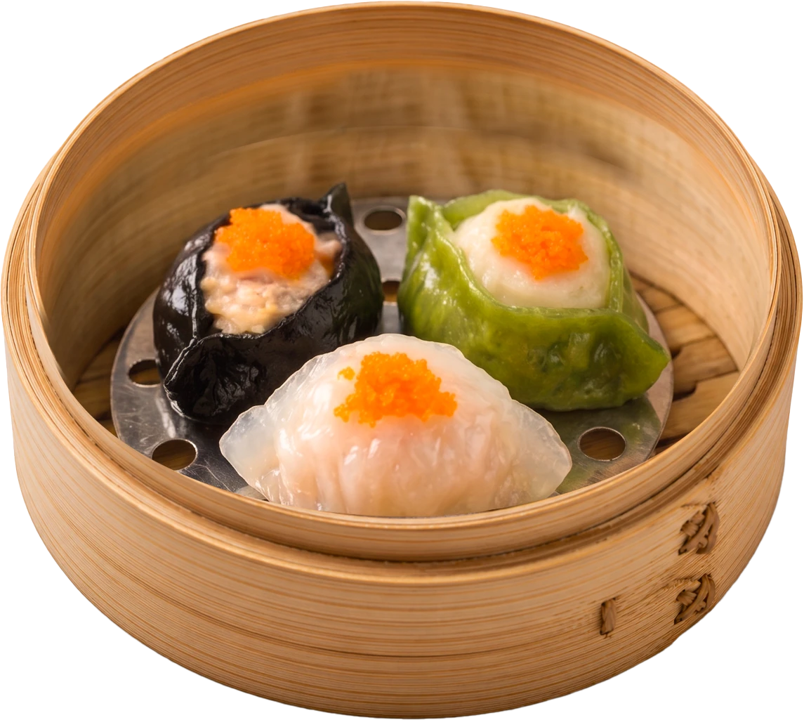 A bamboo basket of Scallop Dumpling at JOY Dim Sum Kuala Lumpur